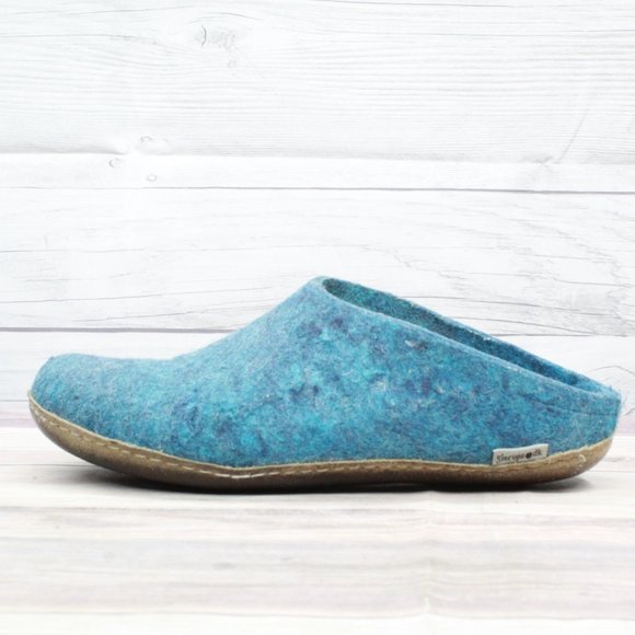 glerups Shoes - Glerups DK Blue Wool Felt Leather Sole Slippers Bootie US 8 / EU 41